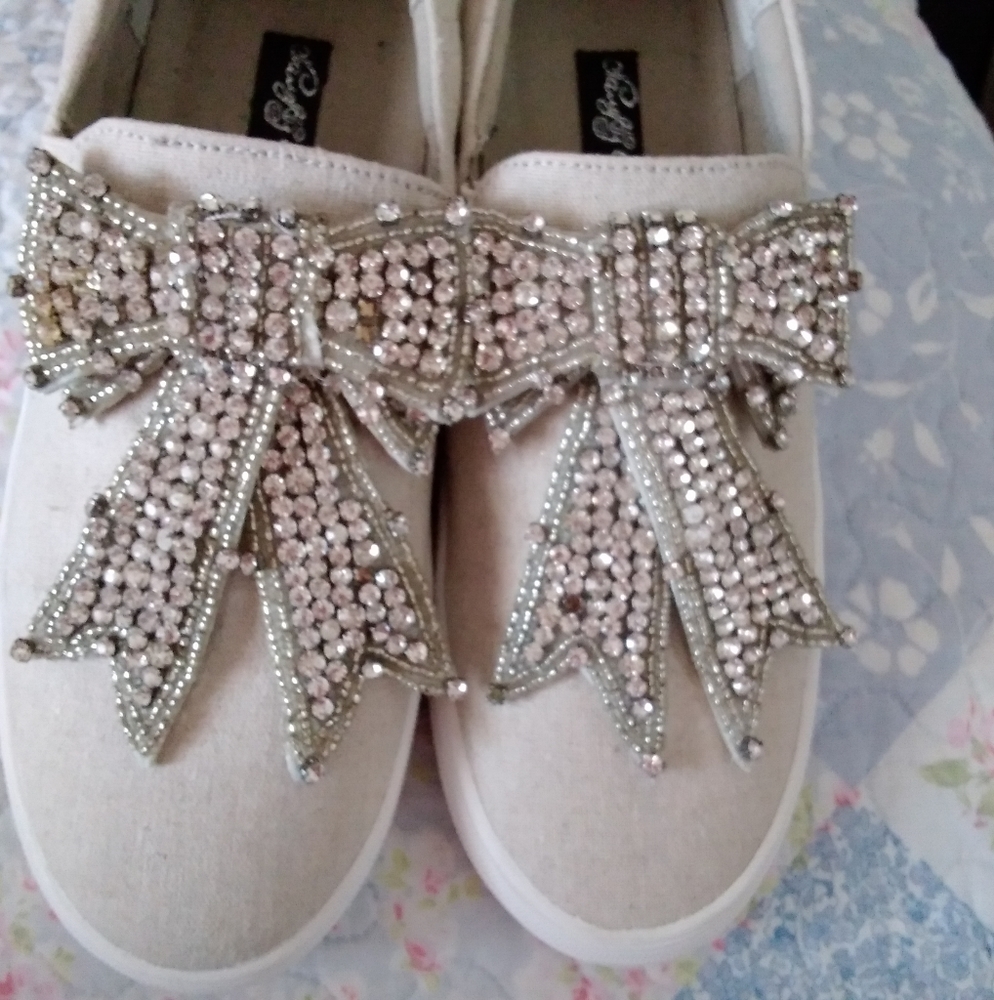 Naughty Monkey Rhinestone Bow slip-ons